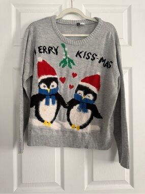 H&M Grey Penguin 'Kiss-mas' Holiday Sweater